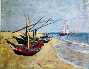 Impressionists Art Reproduction, Vincent Van Gogh "Fishing Boats on Beach - Picture 1 of 4