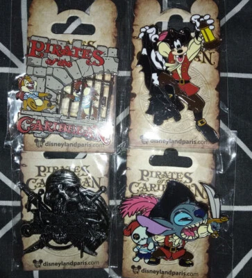 Juego de 4 prendedores Piratas del Caribe Chip Stitch Goofy Dlp Disney París 2021  Foto 1 de 4