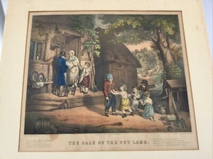 Antique Large N Currier Original Hand Colored Engraving The Sale of the Pet Lamb - Picture 1 of 12