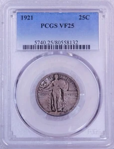1921 Standing Liberty Silver Quarter PCGS VF25 Key Date Just Graded #G254 - Picture 1 of 4