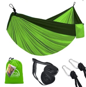 Double Camping Portable Hammock Sleeping Bag Travel w Tree Straps for Tree Beach - Picture 1 of 6