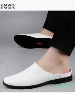 Men's Flats Slippers Leather Casual Shoes Slides Sandals Closed Toe Spring 2025 - Picture 1 of 18