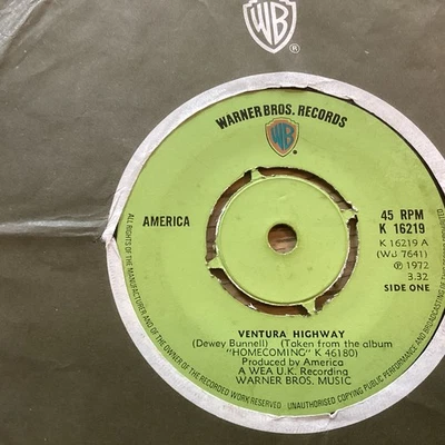 America; Ventura Highway; Saturn Nights VG/VG  7” Vinyl Single Free UK Post - Image 1 of 4