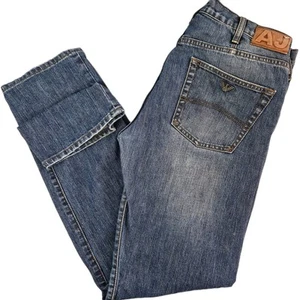 Armani Jeans Mens Size 34 Blue Straight Leg Button Fly Stretch AJ Mid Rise - Picture 1 of 10