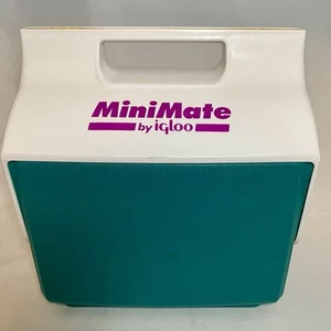 Vintage 1993 Mini Mate Drink/Lunch Cooler By Igloo Made In USA Retro Teal/Purple - Picture 1 of 6