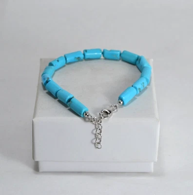 BRACCIALE ARGENTO 925 CON TURCHESE NATURALE CON NODINI              AGRP 0167 - Immagine 1 di 3