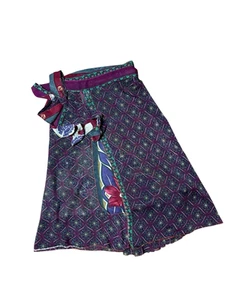 Womens Art Vintage Silk Sari Magic Wrap Skirt Reversible Double Layer Skirt M - Picture 1 of 4