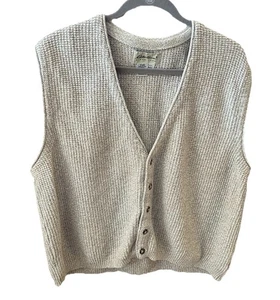 Vintage Eddie Bauer Pullover Weste Herren L Baumwolle Cardigan Haferflocken Grandpacore USA - Bild 1 von 5