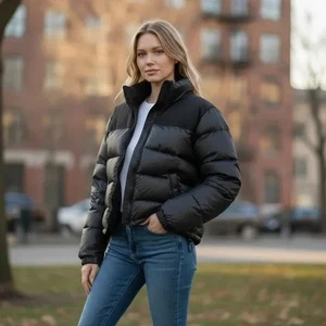 Banana Republic Unisex schwarze gefütterte Gänsedaunenjacke XS Kapuze warm Wintermantel - Bild 1 von 7