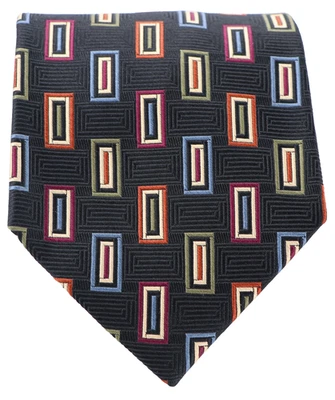 Corbata para hombre Bruno Piattelli 100 % seda jacquard negra cuadrados geométricos 59 x 4 Foto 1 de 3