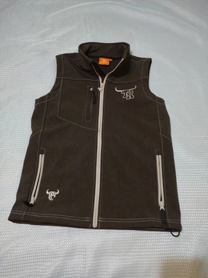 COWBOY HARDWARE Vest M 3 pocket fleece lined brown med.weight full zip EUC - Image 1 of 4