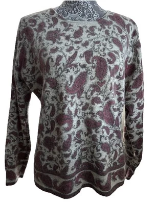 Suéter Sarah Spencer Lana de Cordero Angora Para Mujer Talla Grande 1X Gris Granate Cachemira Foto 1 de 4