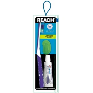 Toothbrush Travel Kit Trial Size REACH Adult Toothbrush Cap TSA Compliant - Picture 1 of 3