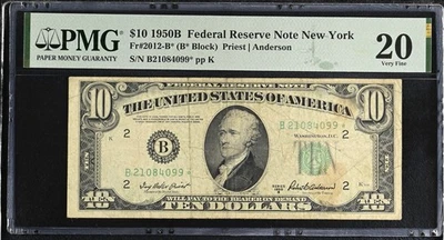 $10 FRN 1950-B New York STAR Fr. 2012-B* Star Note PMG Graded  - Image 1 of 2