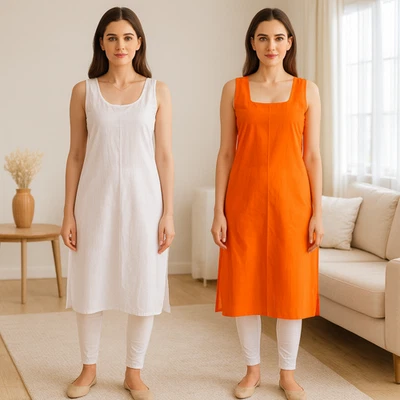 FASHION BY LS Women’s Cotton Full-Length Camisole Slip (Pack of 2) | Soft Breathable Petticoat