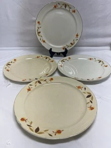 Set Of 4 Vintage Hall JEWEL TEA Autumn Leaf DINNER PLATE 9 1/8” - Picture 1 of 10