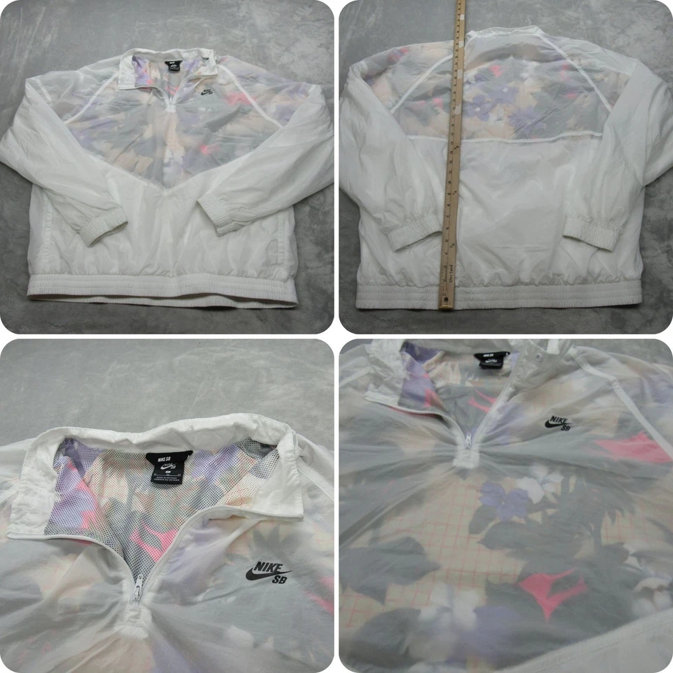 Nike SB Windbreaker Mens XL White Floral Transparent Lightweight Packable Jacket - Image 1 of 4