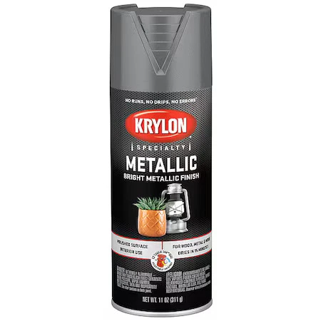 Krylon K01403777 Metallic Spray Paint, Dull Aluminum, Metallic, Solvent, 11 Oz
