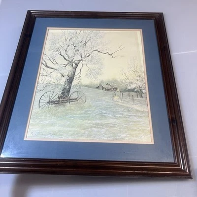 "Impresión artística mate enmarcada vintage 1979 "Peaceful Meadow" de Larry Dodson 32x28" Foto 1 de 4