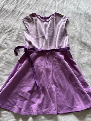Vestido para niñas Lands End púrpura a rayas sin mangas talla 12 Foto 1 de 4