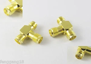 SMA Female To Two Double SMA Female Jack Triple T in series RF Adapter Connector - Picture 1 of 1