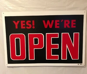 Reversible Sign YES WE'RE OPEN/CLOSED Please Call Again 18" x 12” Plastic Sign - Picture 1 of 2