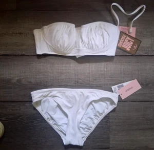 New Juicy Couture Small / Medium Pure White Strapless Bikini Swimsuit - Picture 1 of 9
