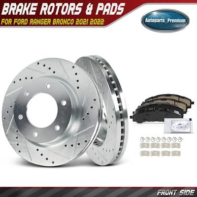 6x Rotores de freno delanteros perforados y pastillas de cerámica para Ford Ranger Bronco 2021-2022 Foto 1 de 4