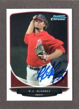 2013 BOWMAN CHROME BCP 170  R.J. Alvarez  LA ANGELS  SIGNED AUTOGRAPH AUTO COA