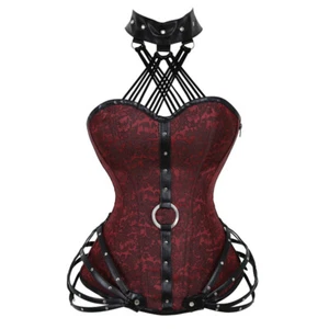 Corsé Negro Lujo Acero Deshuesado Sobre Busto Bustier Cuerpo Gótico De Colección Steampunk - Imagen 1 de 18