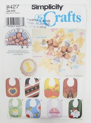 Simplicity Crafts 8427 Baby Bibs Sewing Pattern shower gifts appliques - Image 1 of 3