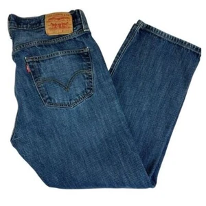 Levi 501 Jeans Men Sz 36x30 Button Fly Medium Wash Blue Denim Straight Leg - Picture 1 of 16