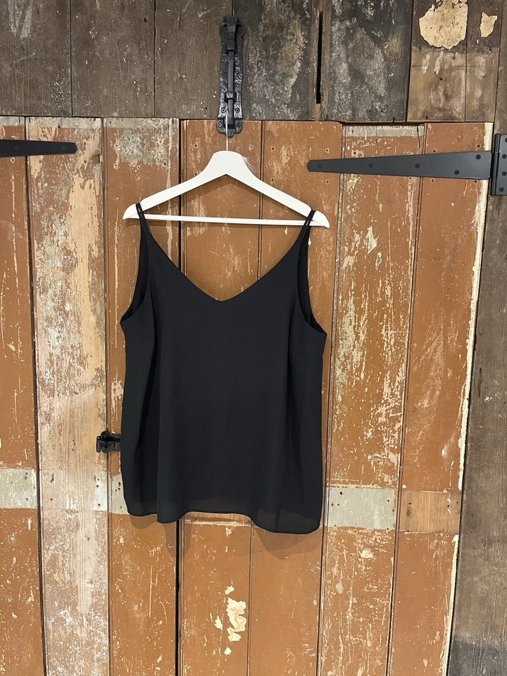 Top Camisola Papaya Sin Mangas Negro Cuello en V Informal Clásico Esencial Reino Unido 16 Foto 1 de 4