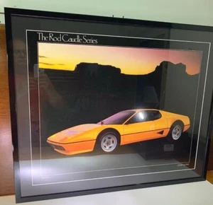 Ferrari BB 512 Print Glass Framed  Rod Caudle Series - Picture 1 of 6