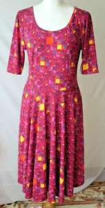 LULA ROE DRESS SCOOP NECK SHORT SLEEVE MULTICOLOR STRETCH SIMPLY COMFY XL NEW - Picture 1 of 8