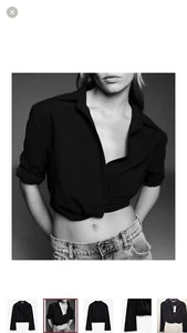 Zara Black Crop Top Long Sleeve L - Picture 1 of 4