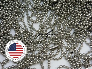 MADE IN THE USA 24" Wholesale LOT 15 MilSpec Stainless Steel 2.4mm #3 Ball Chain - Picture 1 of 3