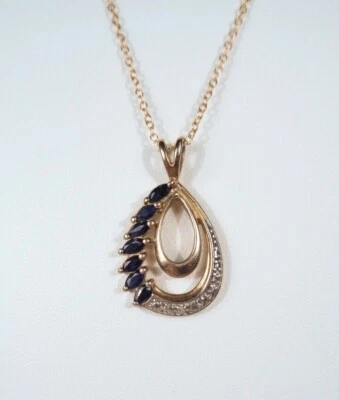 ROSS-SIMONS Vermeil Sterling Silver TEARDROP Pendant Lab-Created Sapphire 925 - Image 1 of 4