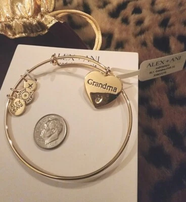 Brazalete Brazalete Cristales Ampliable Dije Corazón Abuela Tono Dorado Alex + Ani ¡NUEVO CON ETIQUETAS! Foto 1 de 4