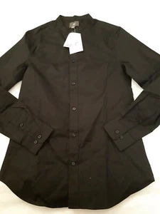 H&M Mens Shirt Muscle Fit. Grandad Collar. Black. Long Sleeve. Size Small - Picture 1 of 7