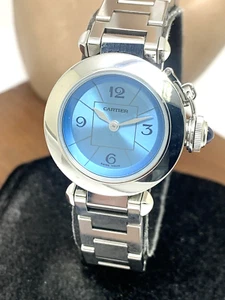 Cartier Pasha Women's Watch 2973 Swiss Quartz Blue Dial Stainless Steel 27mm - Picture 1 of 13
