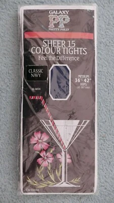 Meia-calça Pretty Polly Sheer 15 cores, 15 denier, média, clássica marinha, nova na caixa - Imagem 1 de 2