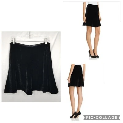 Womens Theory Abrilin Luxe Velvet Mini A-Line Skirt Black Lined Silk Blend 8 - Image 1 of 4