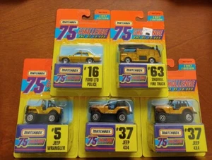 Set of 5 MATCHBOX Cars 75 CHALLENGE GOLD CROWN VICTORIA POLICE, JEEP, FIRE TRUCK - Picture 1 of 6