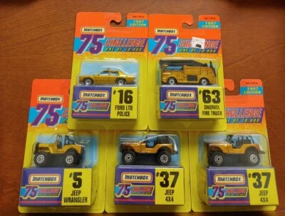 Set of 5 MATCHBOX Cars 75 CHALLENGE GOLD CROWN VICTORIA POLICE, JEEP, FIRE TRUCK - Image 1 of 4