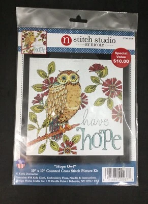 Owl Embroidery Kit  Counted Cross Stitch  by Nicole New & Unopened - Image 1 of 2