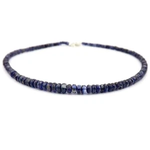 Natural kyanite 925 Sterling Silver Engagement Beaded Birthday Trendy Necklace - Picture 1 of 6