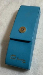 Vintage 60er Jahre Vinyl Fabrik blau Leder Etui Sonnenbrille Brille guter Zustand - Bild 1 von 11