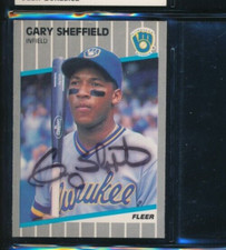 1989 Fleer #196 Gary Sheffield Milwaukee Brewers Signed Autograph (DQ49) SWSW6