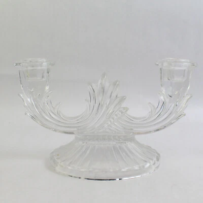 Candelabro Doble De Cristal Barroco Fostoria Vintage - Imagen 1 de 4